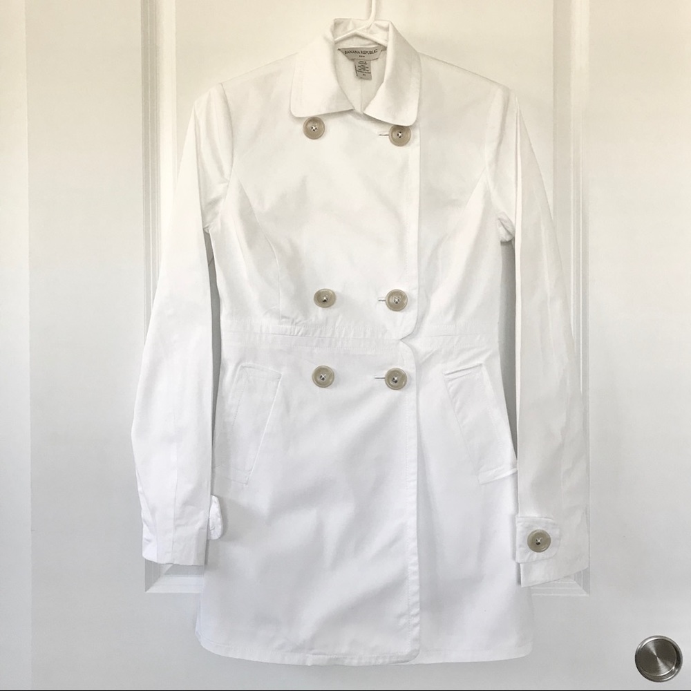Banana Republic Double Beasted White Trench Coat
